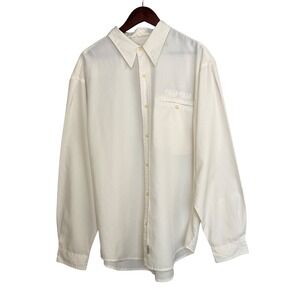 Vintage Pelle Pelle Marc Buchanan Shirt XL Off White Embroidered Logo 90's Y2K